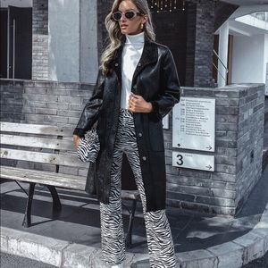 Black teddy leather like jacket